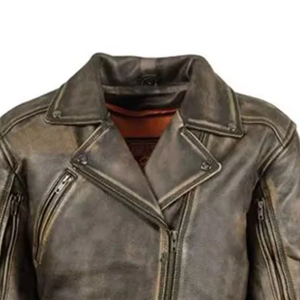 Chaqueta de motorista de cuero de vaca negra clásica Equipo de equitación protector duradero - Product Image 5