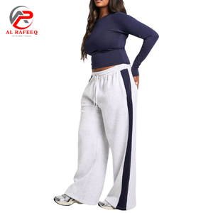 กางเกงขายาวทรงหลวมลำลองสำหรับผู้หญิงใส่ในฤดูร้อนกางเกงสเวตเตอร์สีพื้นผ้าฝ้าย100% มีบริการ OEM ระบายอากาศได้ดี - Product Image 1