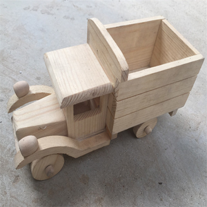 Jouets de voiture en bois inachevés modèle de véhicule de voiture <span class=keywords><strong>vintage</strong></span> avec cabine Miniatures en bois faites à la main jouets d'artisanat en bois naturel pour enfants garçons - Product Image 5