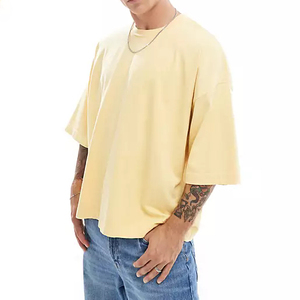 T-shirt en toile de coton de luxe personnalisé 100% pour hommes Oversized Boxy Fit Essential avec impression personnalisée-Fabricant de t-shirts Gsm - Product Image 1