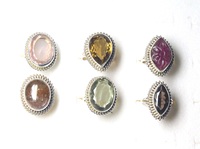 Bague fine unisexe en argent sterling 925 faite à la main avec des pierres précieuses naturelles Style bohème élégant