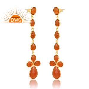 Último diseño de plata esterlina 18K chapado en oro Natural Onyx rojo piedra preciosa colgante pendiente Demi joyería fina fabricante - Product Image 2