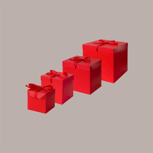 10pcs Self-Erecting 15x15x15cm Red Paper Boxes with Satin <b>Ribbon</b> for Gift Wrapping - Product Image 1