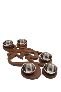 Ensemble de plateau en bois brun crochet de qualité industrielle au design personnalisé avec bol en bois crocheté Décoration de mariage pour la maison et la cuisine - Product Image 2