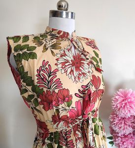 Vestido Corto Estampado de Algodón para Playa, Vestido Midi Estampado a Mano, Estilo Bohemio Informal, Atuendo Ligero para Vacaciones de Verano - Product Image 3