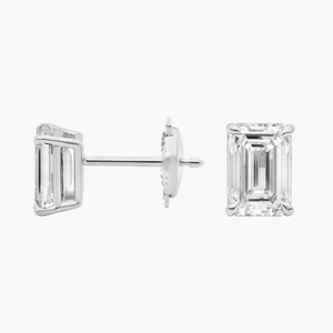 Sophisticated <b>Emerald</b> Cut Lab Grown Diamond <b>Stud</b> Earrings 2.00 Ct Lab Grown Diamond In 14K Solid Gold For Engagement Party - Product Image 2