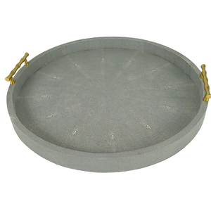Doris Large Ivory Faux Shagreen Tray Set Plateau de Service Rond Unique et Fonctionnel Modèle 037 pour la Maison Présentoir Alimentaire - Product Image 1