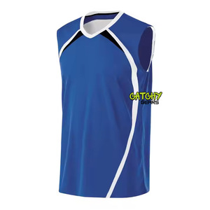 Camiseta de voleibol sin mangas para hombre personalizada de alta calidad, camiseta sin mangas de entrenamiento deportivo con cuello en V estampada, camiseta de voleibol de alta calidad - Product Image 1