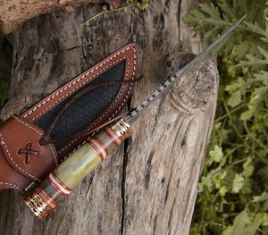 Couteau de chasse Bowie en acier damassé fait à la main poignée confortable couteaux Skinner - Product Image 5