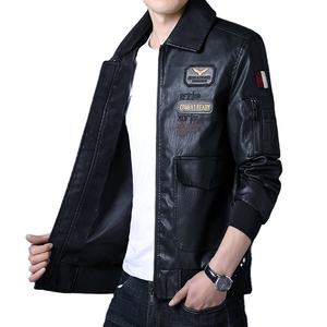 Black Premium Cow Skin <b>Canvas</b> Bomber Jacket Stylish Flight Style Unique Patches Full Zip Closure Waterproof Breathable - Product Image 3