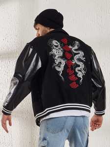 OEM Custom Top Quality Wool Or Embroidery Patch Letterman <b>Jacket</b> Vintage Applique Baseball <b>Red</b> <b>And</b> <b>Black</b> <b>Jackets</b> For Unisex - Product Image 3