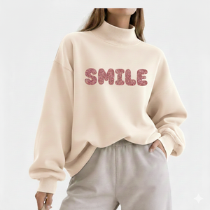 Suéter Holgado de Cuello Alto para Mujer, Informal, Relajado, Estilo Urbano, para un Toque de Comodidad y Suavidad - Product Image 1