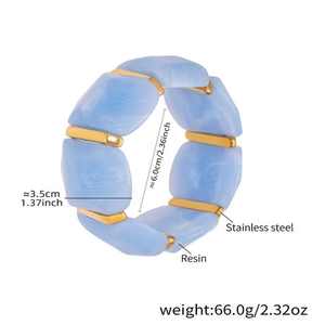 Brazalete de Moda de Alta Calidad, Brazalete Elástico Geométrico Irregular de Resina Natural, Joyería Chapada en Oro de 18K PVD Exagerada - Product Image 5