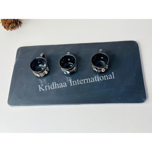 ถาดเสิร์ฟหินอ่อนสีดำทำมือหินขัดสีขาวธรรมชาติเทคนิคการตกแต่งอาหารสำหรับห้อง - Product Image 1