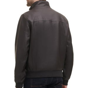 Nouvelle arrivée haute tendance meilleure qualité longue rue porter des vestes en cuir décontracté doux col montant fermeture éclair toile tissu en gros - Product Image 4