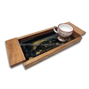 Bandeja Rectangular Clásica de Madera de Roble, Plato de Servir Duradero para Té, Frutas, Fiestas, Pan, Dim Sum, Cena, Técnica de Pulido a Mano FWE - Product Image 5