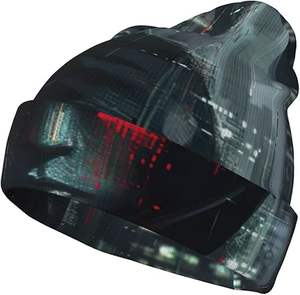 Gorros de punto con estampado de nieve de árbol de Navidad, gorros cálidos de invierno para mujer, gorros elegantes, gorro unisex sin visera, gorro con puño - Product Image 2