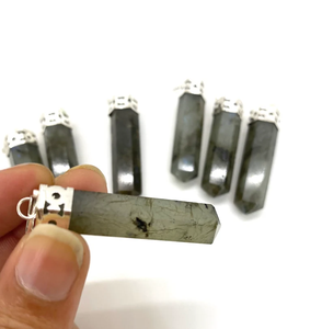Vente en gros de pendentif crayon Labradorite collier en cristal de guérison naturelle améliore la protection de l'intuition parfait pour les cadeaux Reiki - Product Image 2