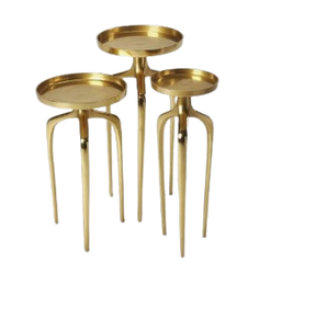 Ensemble de trois meubles de maison de style classique finition dorée design personnalisé table d'appoint salon décor à la maison pays - Product Image 1