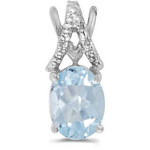 จี้เพชรและอควอมารีนทองคำขาว 14K ประดับเพชร 1.10 กะรัต จี้และเครื่องประดับเพชร - Product Image 1