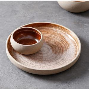 Wabi-Sabi Japanese Style Glaze Transformed Light-Beige Earthy Porcelain Durable BPA Free Dinnerware <b>Set</b> <b>Plates</b> Bowls for Home - Product Image 6