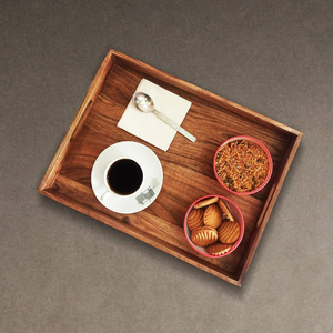 Bandeja de madera de diseño clásico con asas de agarre para servir bebidas, aperitivos, té, café, utilizado en el restaurante doméstico por glowin fashion - Product Image 6
