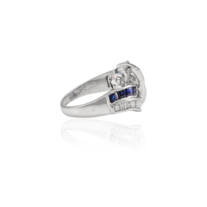 Art Deco alta calidad preciosa piedra preciosa zafiro azul y anillo de diamantes 18K oro blanco sólido Septemeber anillos de piedra natal joyería - Product Image 2