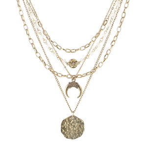 Hecho a mano bohemio Luna estrella cuentas multicapa plateado moda joyería mujer collares colgantes al por mayor - Product Image 5