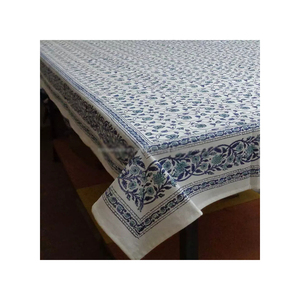 Dernière nappe en coton imprimé de blocs faite à la main sortie d'usine indienne motif vert design traditionnel prix de gros - Product Image 5