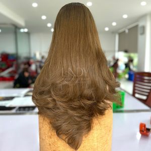 Haute qualité 100% cheveux humains vietnamiens ondulés couleur perruques belles perruques véritable fermeture de cheveux humains HD dentelle perruques - Product Image 2