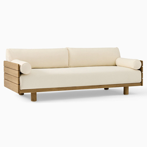 Sofá Minimalista de Tres Plazas, Muebles Modernos para Exteriores, Madera de Teca con Cojín - Diandra - Product Image 1