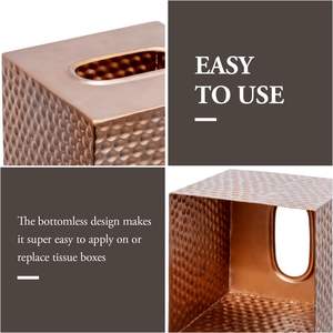 Couvercle de boîte à mouchoirs martelé vintage avec finition en métal cuivré - Product Image 5