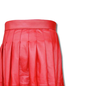 Fournisseur de kilts en cuir rouge de qualité supérieure à forte demande, polyvalent et durable, plissé pour le travail et les vêtements décontractés du Pakistan - Product Image 1