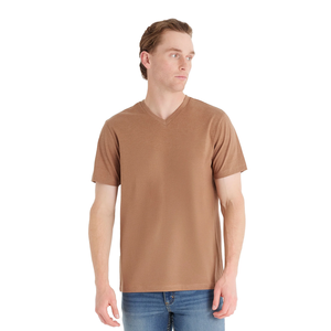 เสื้อยืดคอวีเข้ารูปสำหรับผู้ชายเสื้อยืดสีพื้นลำลองของผู้ชายเสื้อคอวีเข้ารูปแบบออกแบบได้ตามต้องการคุณภาพสูง - Product Image 4