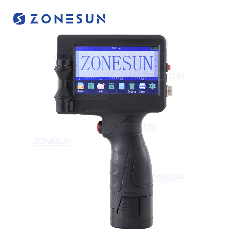 Zonesun เครื่องพิมพ์เข้ารหัสบาร์โค้ด QR แบบพกพา ZS-HIP127เครื่องเข้ารหัสสำหรับอาหารกระเป๋าโยเกิร์ตขวดพลาสติก