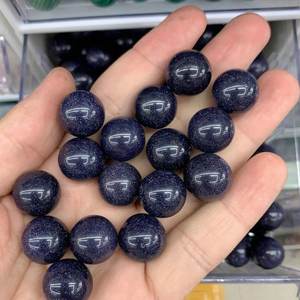 Bolas de cuentas redondas de arenisca azul, piedras preciosas naturales de 20 mm para la fabricación de joyas, lote de piedra al por mayor a granel - Product Image 1