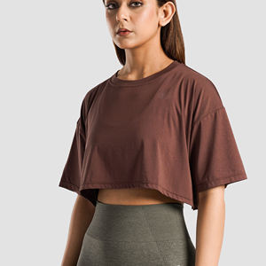 Camiseta corta de algodón transpirable para mujer, camiseta de manga corta con estampado personalizado para ropa informal de verano todos los días - Product Image 5