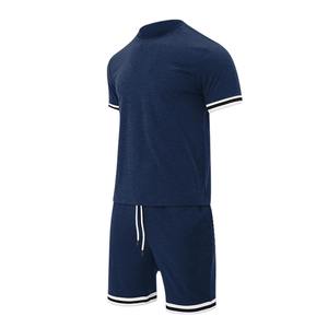 Conjunto informal de calle de verano para hombre, venta al por mayor, conjunto de dos piezas con pantalones cortos estampados y camisetas de secado rápido y transpirable - Product Image 1