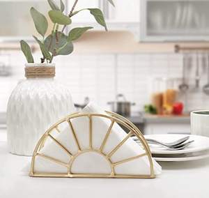 Soporte para servilletas de Metal geométrico chapado en oro, último arte para el hogar, Hotel, mesa, soporte de tejido decorativo para boda - Product Image 4