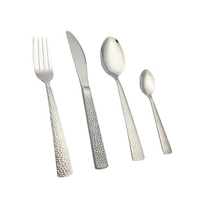 Ensemble de couverts en métal à poignée de conception martelée argent poli pour la maison et le mariage vaisselle de table manger ensembles de couverts - Product Image 4