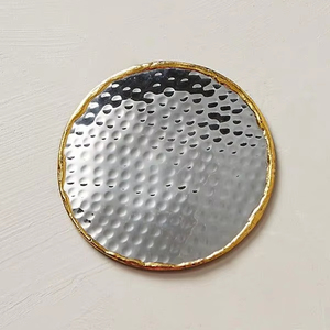 ถาดรองแก้วสีเงินและสีทองดีไซน์ทันสมัยหรูหราโต๊ะรับประทานอาหาร - Product Image 1