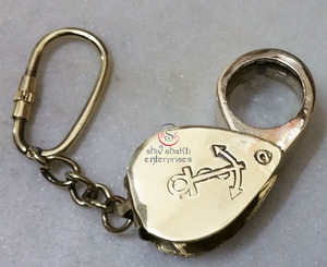 Nautical Brass Gold Mini Foldable Handmade Metal <b>Magnifier</b> Shape Keychain Classic Keyring for Keys Gifts - Product Image 4