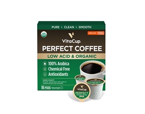 VitaCup Organic Perfect Dark Roast Decaf Coffee Pod Single Serve Pod compatible w/Keurig K-Cup Brewers,16CT - Product Image 1