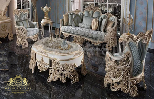 Meubles de salon en platine sculptés à la main Ensemble de canapés de salon sculptés à la main de style français Meubles de salon sculptés à la main italiens - Product Image 4