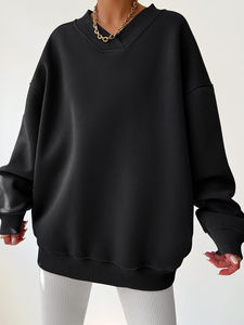 เสื้อสเวตเตอร์คอวีแขนยาวคอกลมแขนยาวพิมพ์ลายตัวอักษรสำหรับฤดูหนาว - Product Image 2