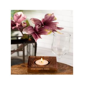 Bougeoir à cylindre en bois épais de meilleur créateur pour Noël Décor européen américain pour mariage Maison Table à manger carrée - Product Image 1