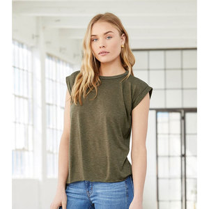 Bella เสื้อยืดแขนสามส่วนสำหรับผู้หญิงเสื้อยืดโชว์กล้ามขนาดใหญ่พิเศษของผู้หญิงผ้าไหลลื่นเรียบออกแบบได้ตามต้องการ - Product Image 1