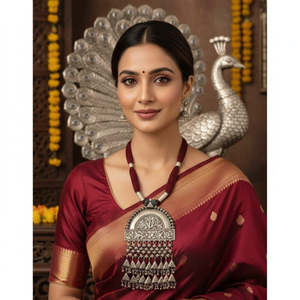 Collar con colgante de latón estilo tribal, borla y gancho, con cruz, de moda, vintage, para hinduismo y cristianismo, cadena de cuerda - Product Image 1