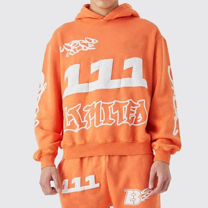 2025 dernière conception hommes hiver survêtement Logo personnalisé haute qualité 100% coton pour bouffée impression costumes col à capuche motif solide - Product Image 2