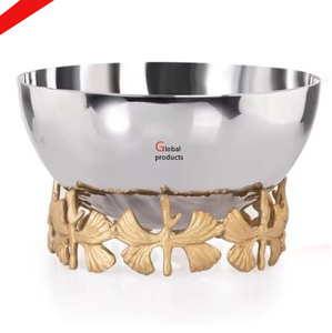 shiny look <b>silver</b> finished metal stainless steel salad and food serving bowl for hotel restaurant and bar - Product Image 4